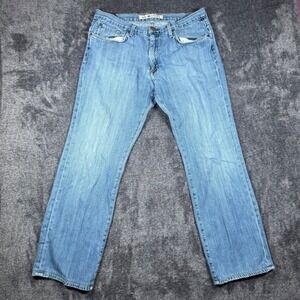 Agave Denimsmith Mens Straight Leg Jeans Light Wash Blue Size 34 x 30